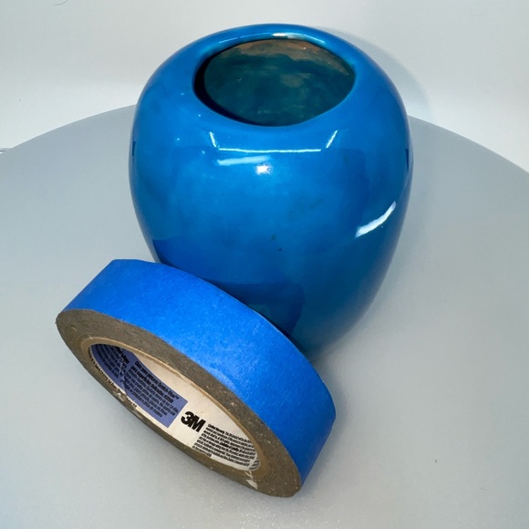 Signed 7” Tall Bright Blue & White Woodland Scene Bud Vase (Ginger Jar W/O Lid) - Picture 5 of 16